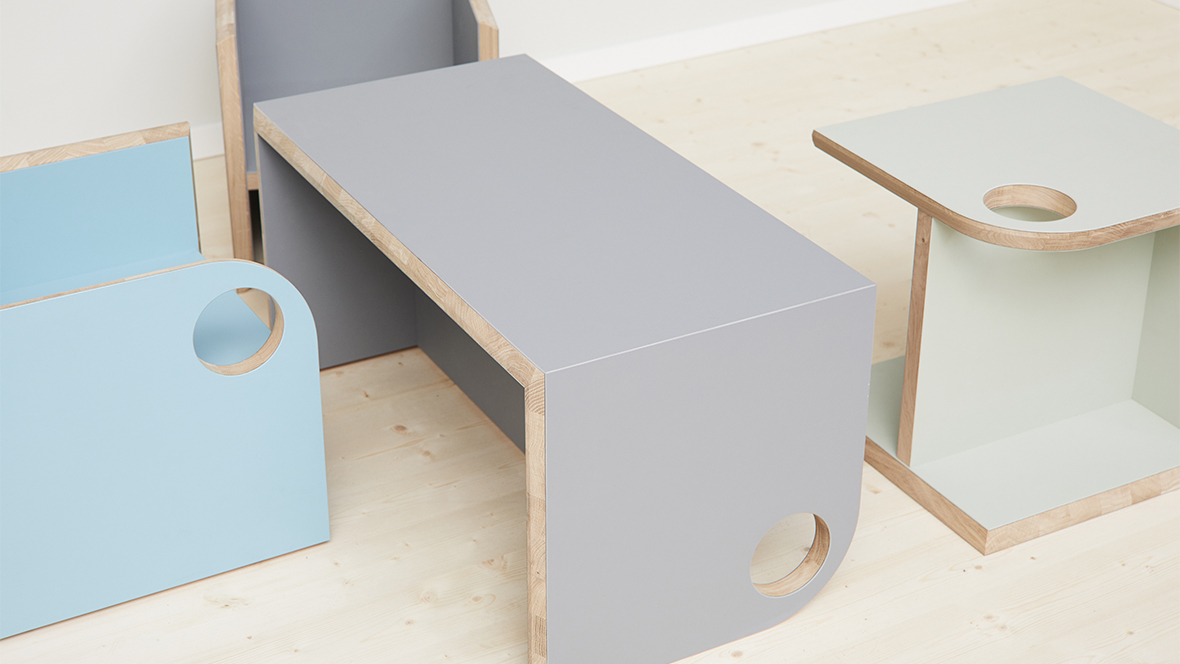 Bekind. x Forbo Furniture Linoleum ash for children's furniture